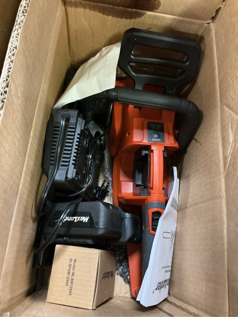 Condition photo showing As Is for MAXLANDER 40V Cordless Brushless Chainsaw 16 Inch Electric Battery Powered with 4.0Ah Lithium Battery and Charger Quiet Auto-oiling Tool-less Tensioning 16 In Chainsaw w/4.0Ah