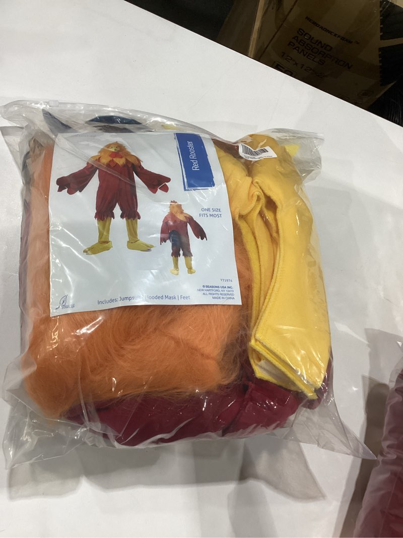 Condition photo showing Good Condition for Seasons Deluxe Rooster Costume Adult, Funny Chicken Costume for Halloween Party, Red, One Size Fits Most