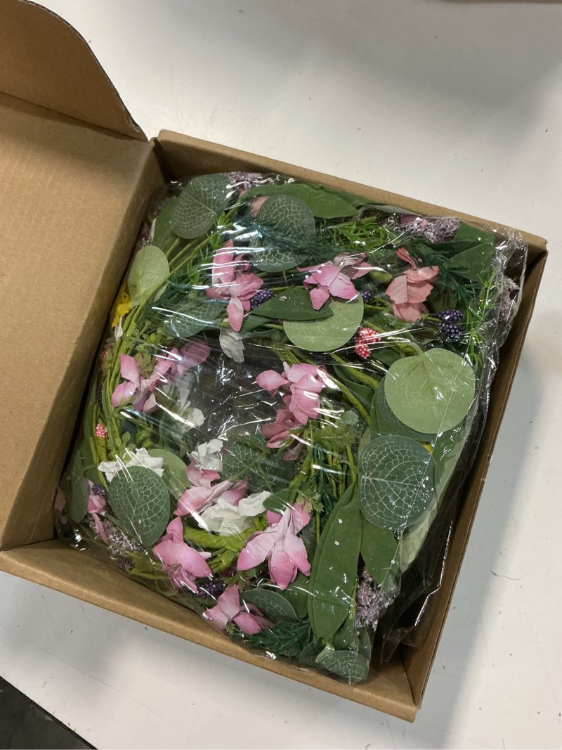 Condition photo showing New/Like New for 6 pcs 9" small spring wreath for kitchen cabinet floral wedding candle rings wreaths spring summer wildflower wreath with ribbon for pillars front door porch wall window farmhouse party home decor spring 6