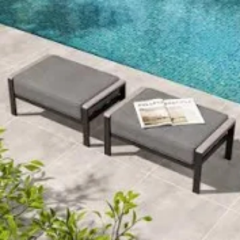 2 Piece Patio Ottoman with Removable Cushion