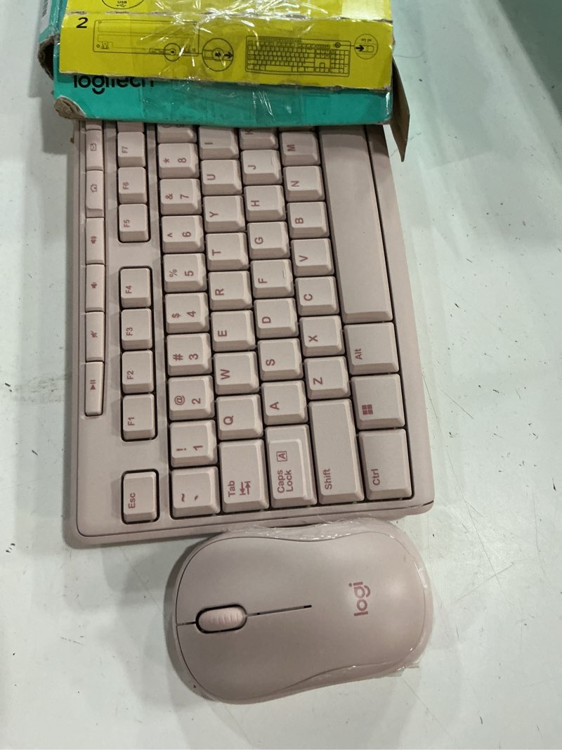 Condition photo showing As Is for logitech mk270 wireless keyboard and mouse combo for windows, 2.4 ghz wireless, compact mouse, 8 multimedia and shortcut keys, 2-year battery life, for pc, laptop - rose rose 1 pack combo
