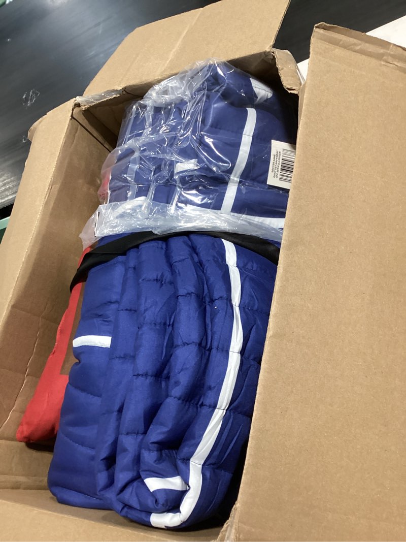 Condition photo showing Good Condition for lush decor soccer game reversible quilt quen size 4 piece set full/queen navy & gray - toddler bedding set full quilt - sports decor - soccer bedding navy & gray full/queen