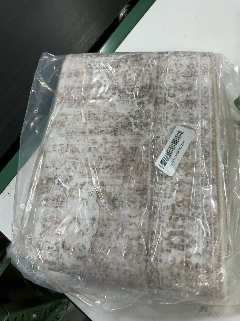 Condition photo showing Good Condition for uphome bathroom rugs runner, distressed farmhouse boho light khaki bath mat, non slip washable long bath rugs, vintage traditonal soft velvet bathroom runner for bathtub sink shower, 18x47 inch light khaki 18 x 47 inch (rectangular)