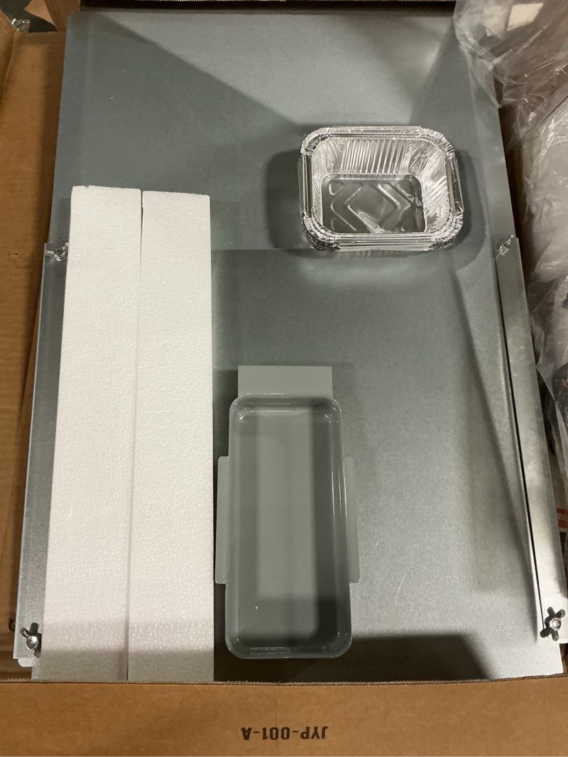 Condition photo showing As Is for Grease Tray with Catch Pan and Foil Liner, Adjustable Drip Pan for 3/4/5 Gas Grill Models from Dyna Glo, Nexgrill, Expert Grill, Kenmore, Charbroil, BHG and More Grill Replacement Parts.