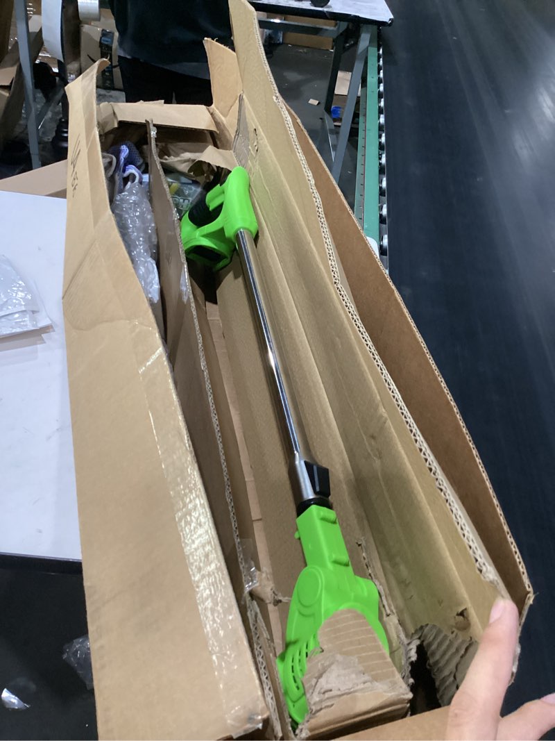 Condition photo showing Good Condition for 21v electric weed wacker, cordless weed eater battery powered, lightweight stringless weed trimmer with 2 battery operated & wheels, 4 in 1 grass trimmer/brush cutter/lawn edger/mower for garden yard green