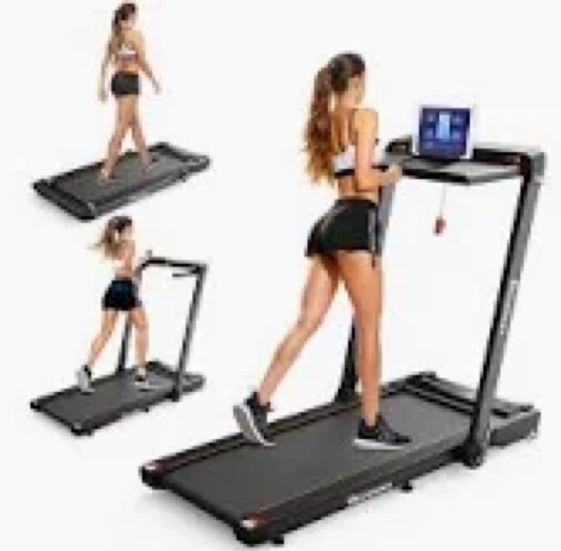Treadmill with Incline, 3 in 1 Under Desk Treadmill Walking Pad with Removable Desk Workstation 3.5HP Foldable Compact Walking Treadmills for Home Small Office with Wristband Remote Control