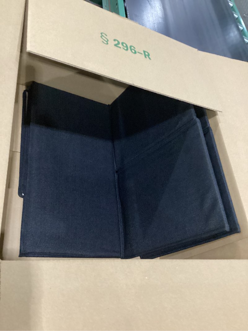 Condition photo showing Good Condition for 2 Pack Large Linen Fabric Collapsible Storage Bins with Lid and Handles, Washable Storage Box Baskets Cube with Removable Divider for Bedroom,Closet,Office,Living Room,Nursery (Black, Large) Black Large