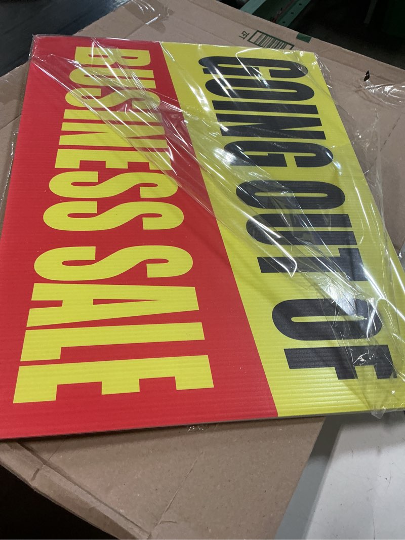 Condition photo showing Good Condition for accent printing & signs going out of business sale | 2-pack double sided sign with metal ground stakes | full color | 24 inw x 18 inh,large