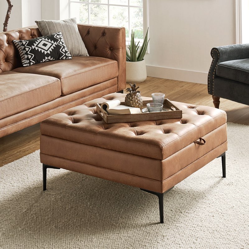 Brinna 36.5'' Traditional Upholstered Flip Top Storage Ottoman