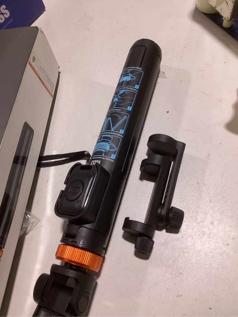 Condition photo showing Good Condition for EUCOS 62" Phone Tripod, Tripod for iPhone & Selfie Stick with Remote, Extendable Cell Phone Stand & Ultimate Phone Holder, Solidest Phone Stand Compatible with iPhone/Android Inferno Mix Carbon Black