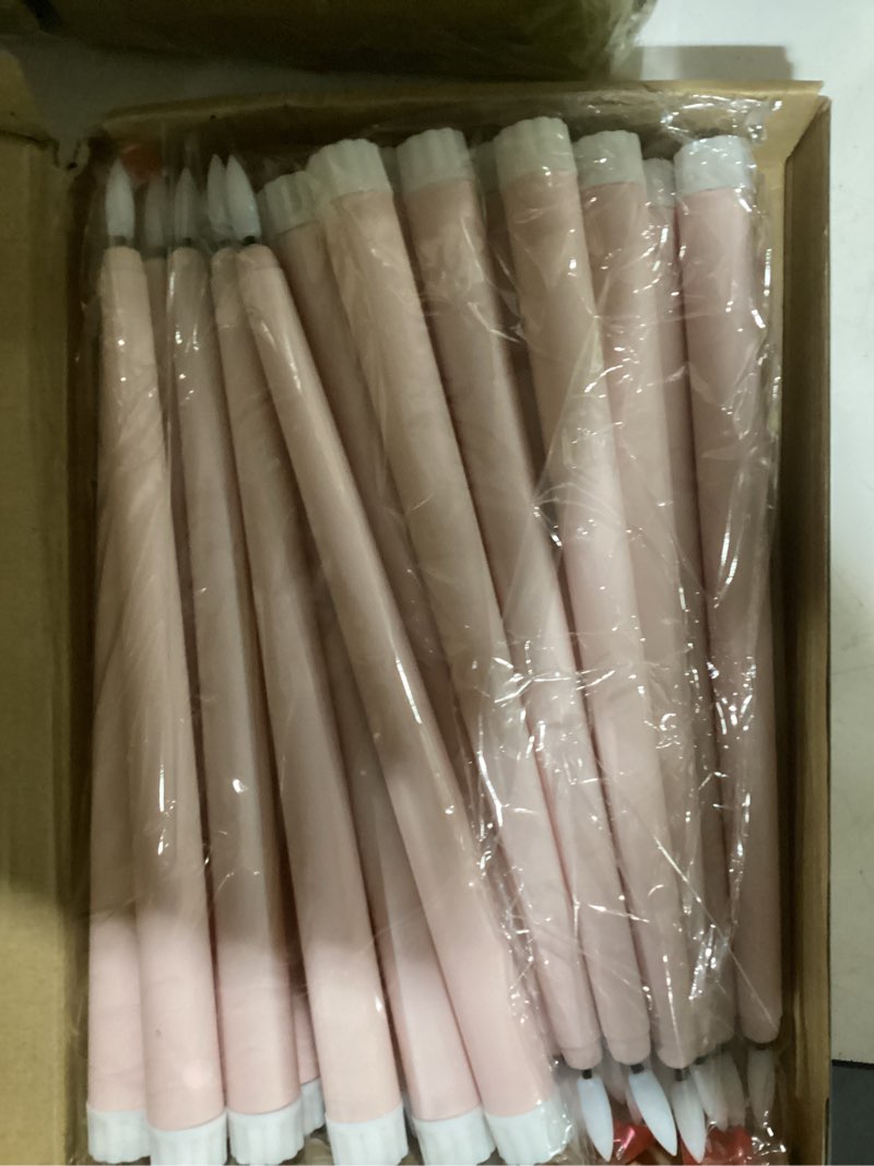 Condition photo showing As Is for macarrie 24 packs flameless taper candles battery operated fake 11 inch long candlelight led flameless candlesticks flickering tapered for christmas church prayer new year wedding(pink)