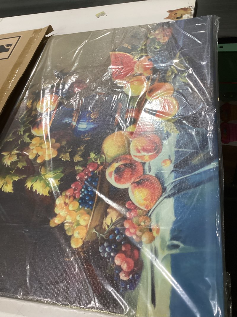 Condition photo showing New/Like New for ARTISTIC PATH Retro Food Canvas Wall Art - Vintage Fruit Picture Burgundy Colorful Peach Grape Painting Antique Kitchen Artwork Prints for Bedroom Decor 24"L x 16"W colorful