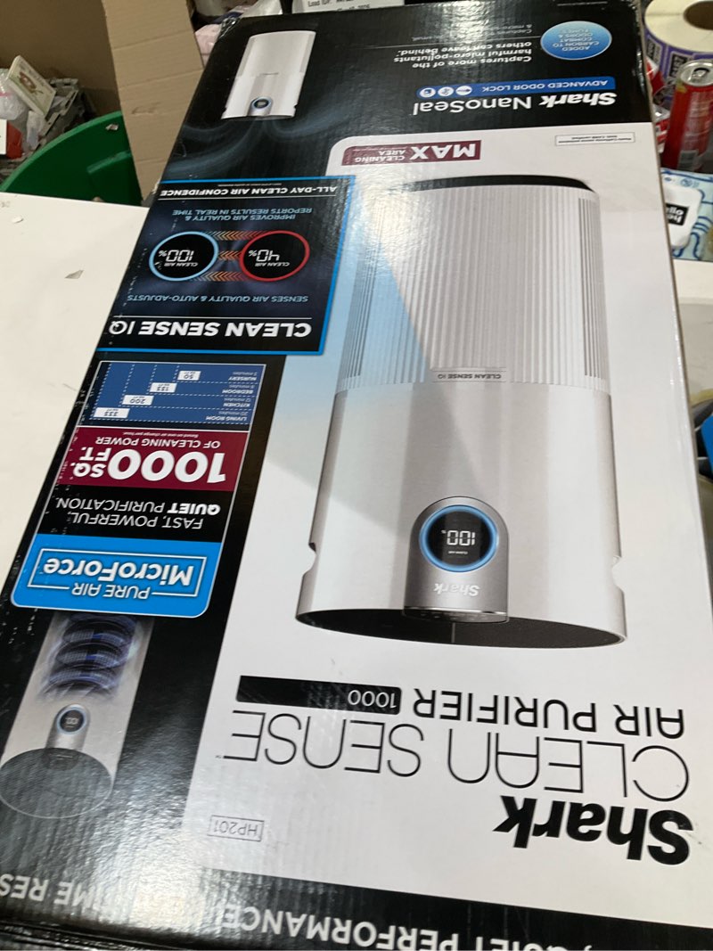 Condition photo showing As Is for Shark Air Purifier for Home Large Room, Clean Sense Technology, HEPA Air Filter, 1000 Sq Ft, Kitchen, Filters Smoke, Captures 99.98% of Particles, Pet Dander, Pollutants, Dust, Allergens, HP201 1000 sq. ft.