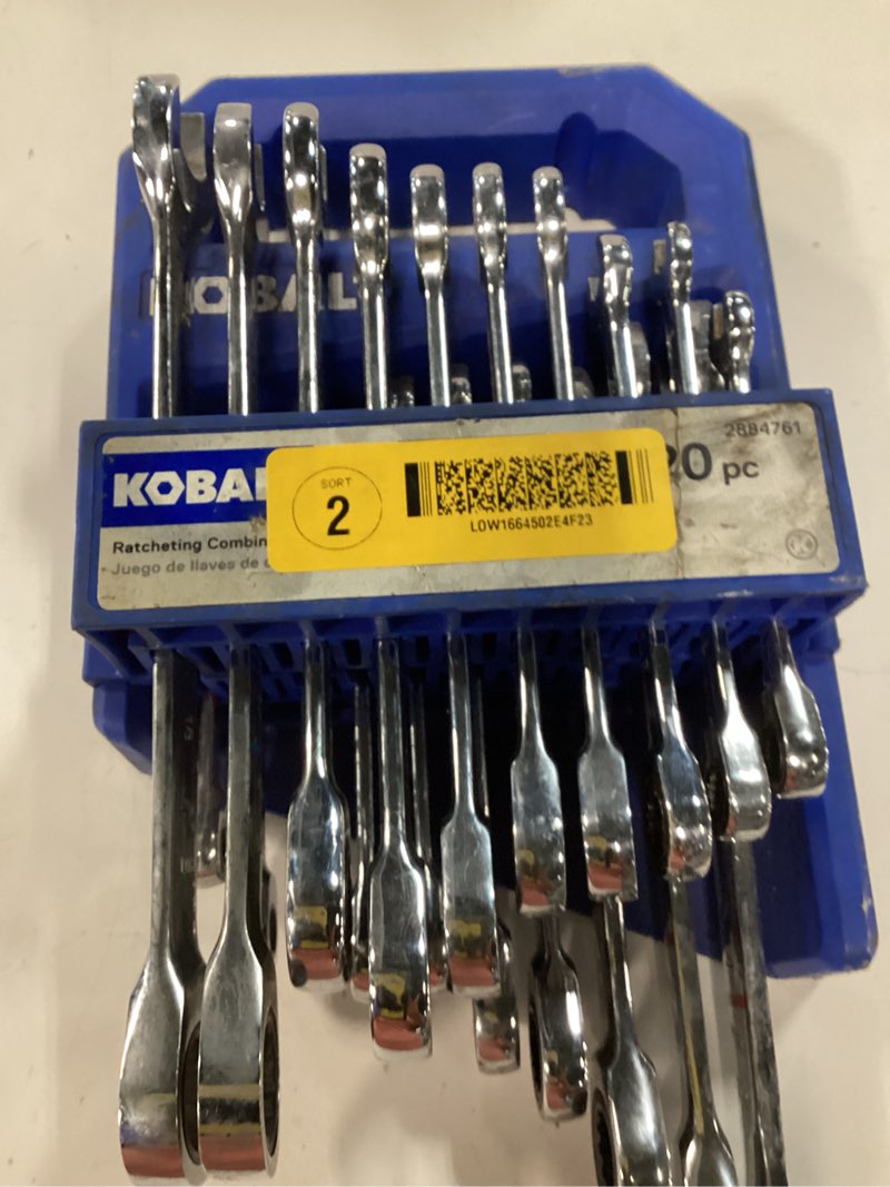 Condition photo showing New/Like New for kobalt 20-piece set standard (sae) and metric ratchet wrench