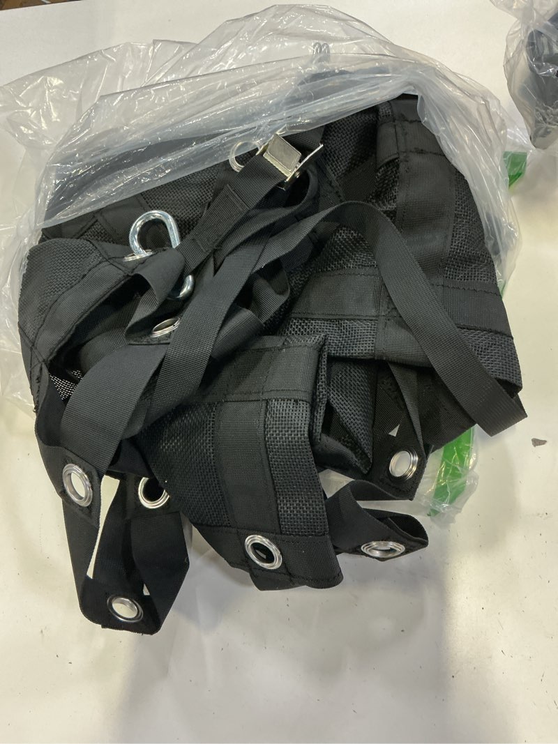 Condition photo showing As Is for tailgate cargo net,3' x 4.6'?heavy duty cargo net for pickup truck bed,suv, cargo nets with cam buckles & elastic ropes 3ft x 4.6ft