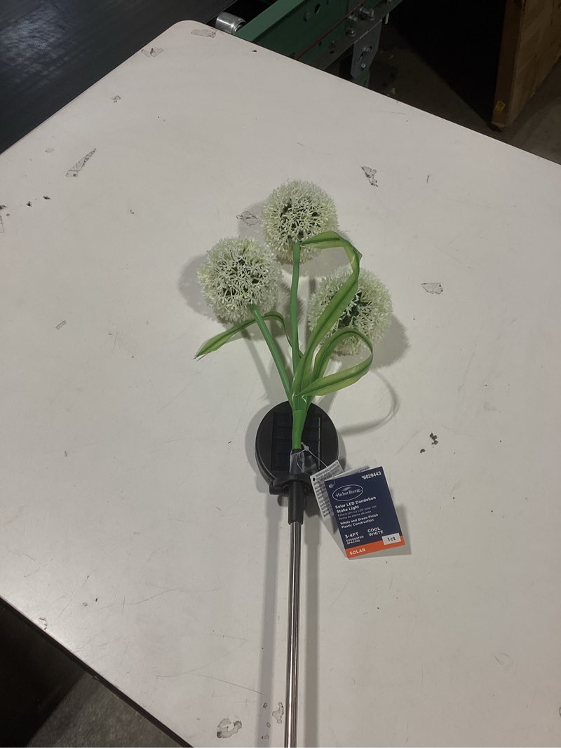 Condition photo showing As Is for harbor breeze dandelion white solar led outdoor path light ( 6500-k )