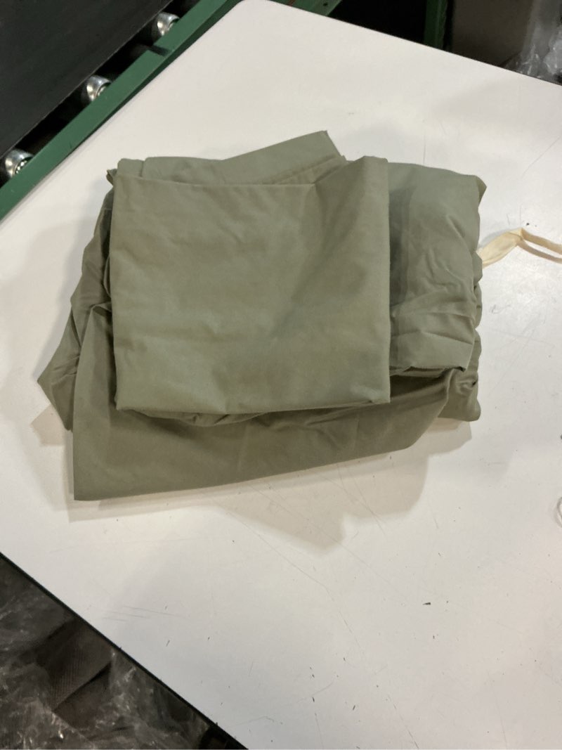 Condition photo showing Good Condition for (3 pcs) quince organic crisp percale fitted sheet set solid dusty olive full