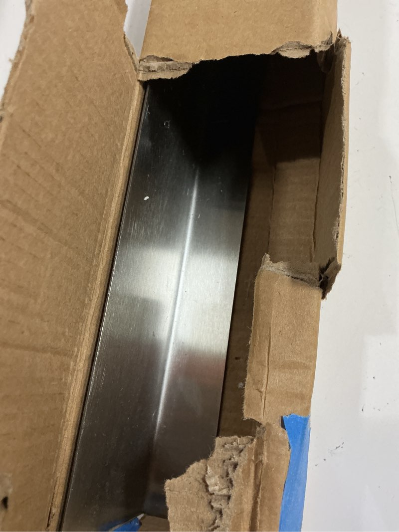 Condition photo showing As Is for 30" slide-in range rear filler kit,kitchen stove gap covers,stainless steel backsplash for stove, stove trim kit between stove and backsplash(black)