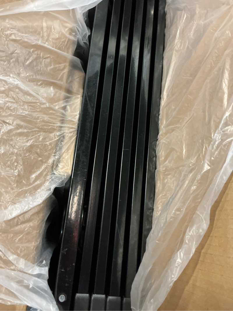 Condition photo showing As Is for SMONTER Free Standing Dog Gate with Door Walk Through, 120'' Extra Wide Indoor Dog Fence, 31.5'' Height 6 Panels Foldable Metal Pet Puppy Gate for Stairs, Hallways, Doorway Black 6 Panels 120.6"W x 31.5"H