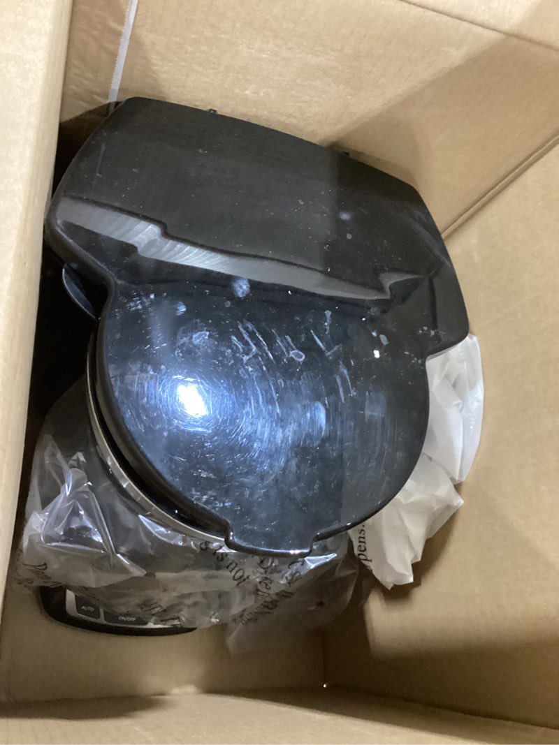 Condition photo showing As Is for mr. coffee 10-cup programmable coffee maker, insulated thermal carafe, brew strength selection, brew now or later, stainless steel