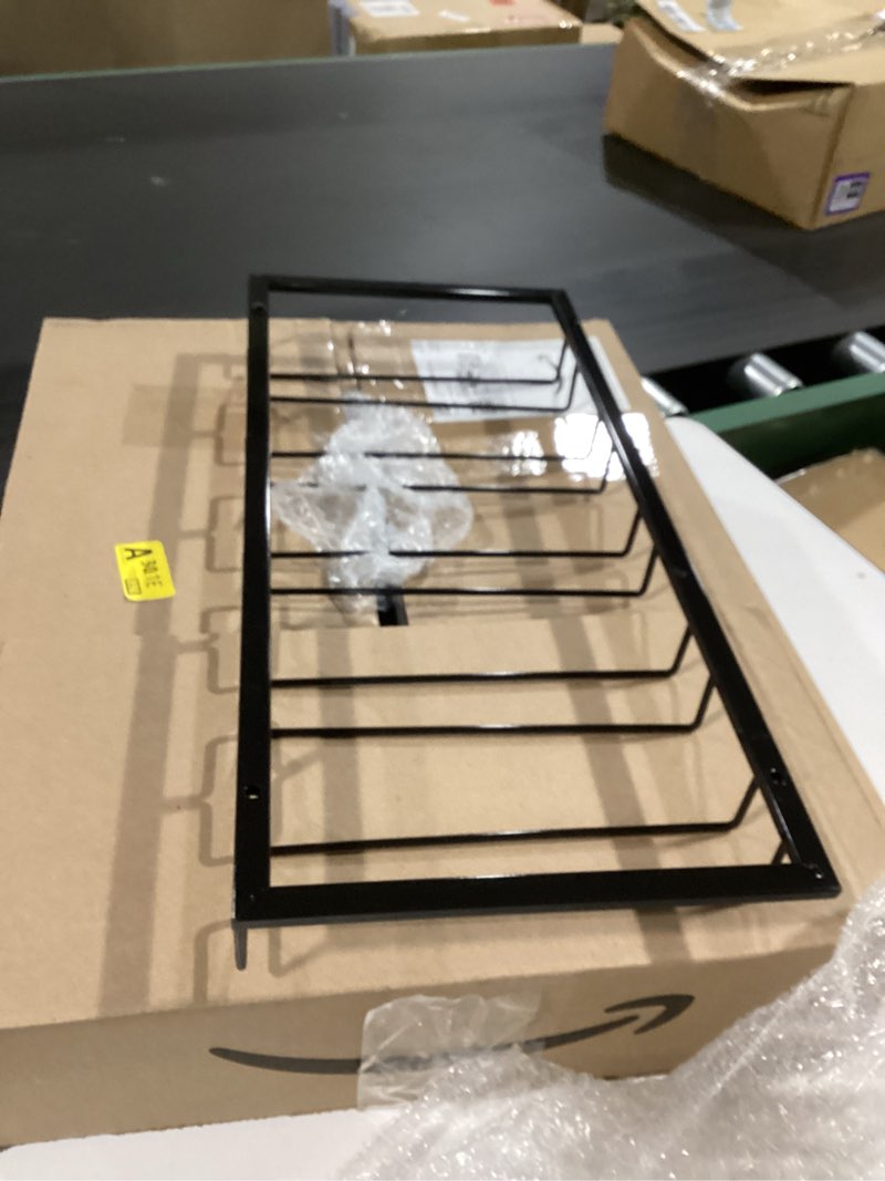 Condition photo showing Good Condition for wine glass rack - under cabinet stemware wine glass holder glasses storage hanger 1 pack metal organizer for bar kitchen 5 rows black 5 rows 1 pack black