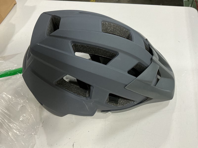 Condition photo showing As Is for mountain bike helmet adult men women - ultra comfort, super lightweight bicycle helmets, mtb cycling gear biking accessories with adjustable fit & removable sun visor dark grey medium