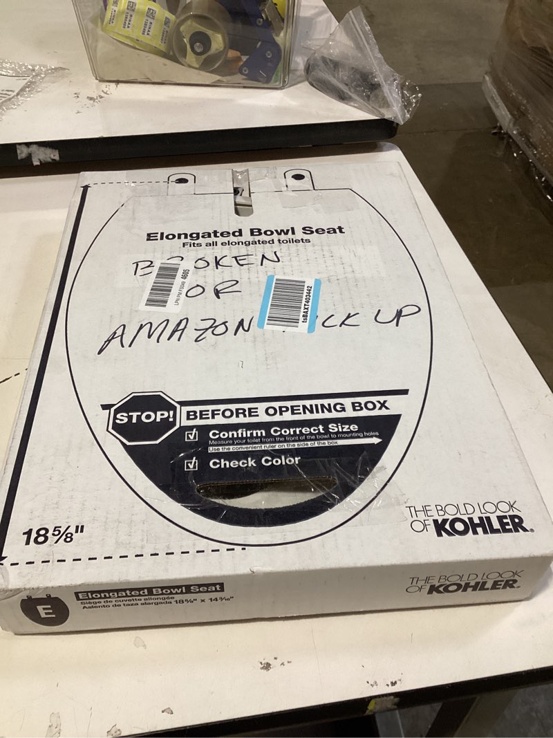 Condition photo showing As Is for kohler cachet® nightlight soft close toilet seat elongated, readylatch®, grip-tight hardware, white white elongated night light