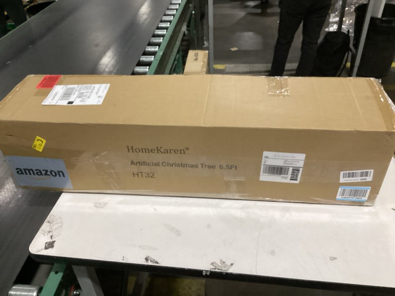 Condition photo showing New/Like New for 6.5 ft Prelit Christmas Tree, Artificial Christmas Tree with 250 LED Lights, 850 Tips Metal Stand and Hinged Branches Xmas Decoration for Home 6.5Ft