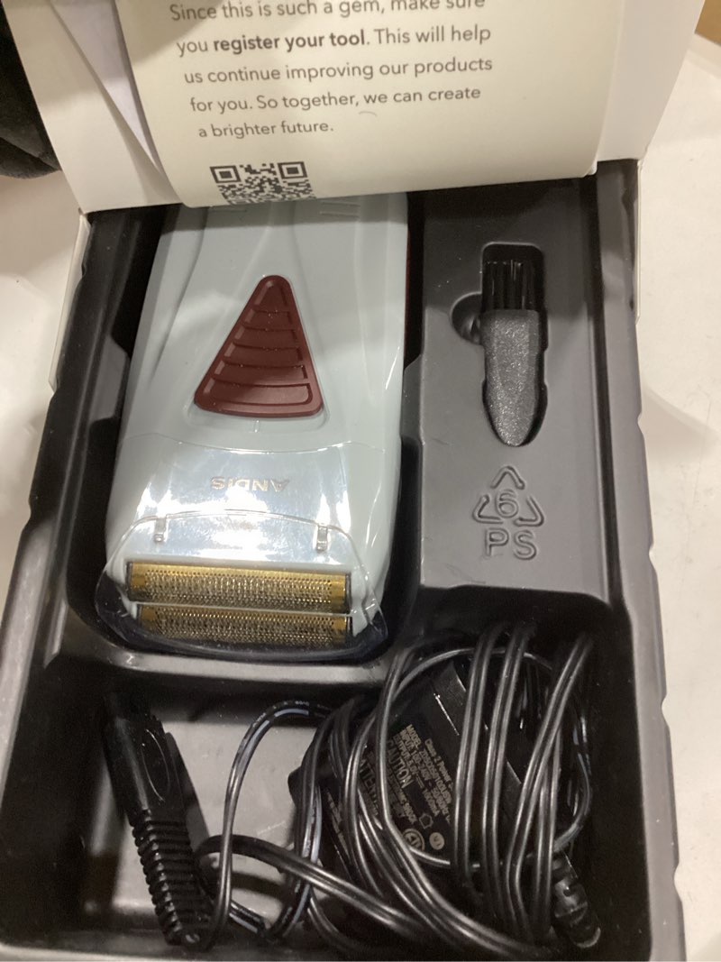 Condition photo showing Good Condition for andis ts-1 17235 pro foil lithium titanium foil shaver, cord/cordless, smooth shaving cordless shaver with charger, gray new pro foil shaver gray