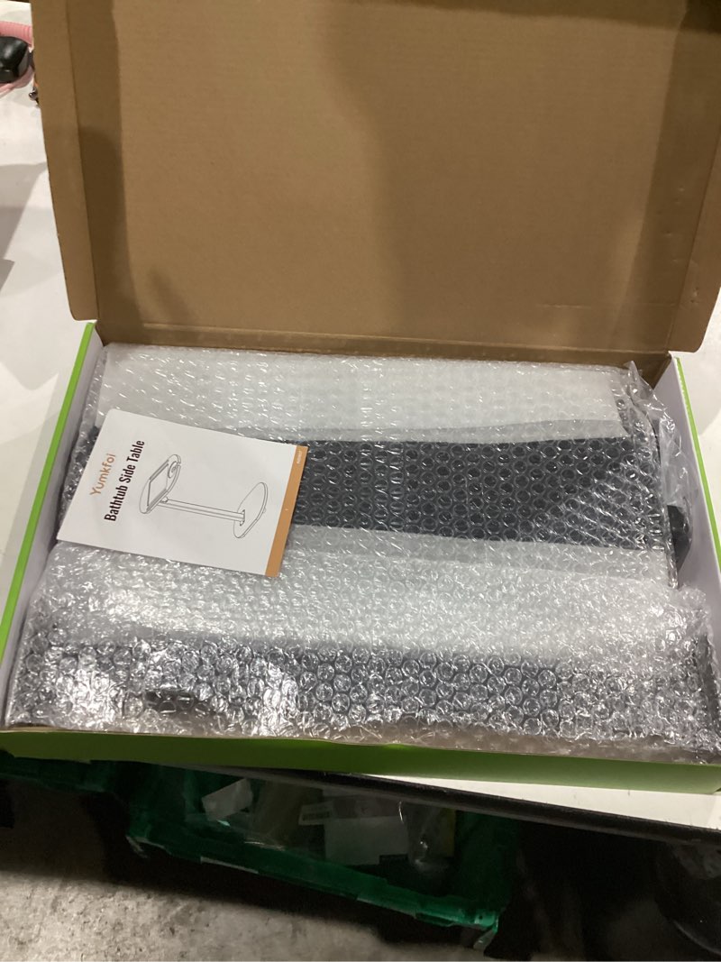 Condition photo showing Good Condition for Bamboo Bathtub Tray Table with Adjustable Height, Freestanding Bathtub Caddy for Tub Against Wall, Tub Organizer Suitable for Luxury Spa and House Warming - Patent Protected (Black)