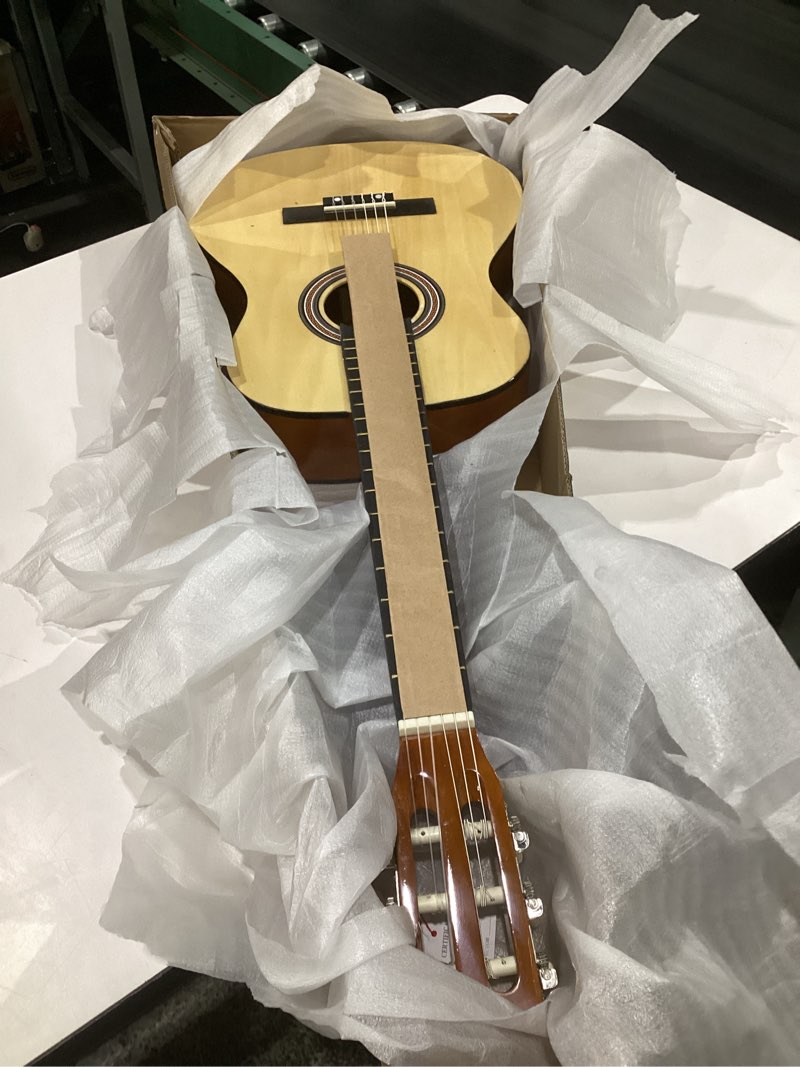 Condition photo showing Good Condition for pyle beginner acoustic guitar kit, 3/4 junior size all wood instrument with full accessory kit, picks, shoulder strap, carry case, cleaning cloth, tuner app, 2 month lessons, 36” (natural gloss) 1) natural, gloss