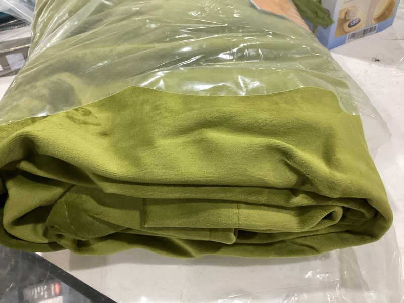 Condition photo showing Good Condition for ryb home velvet curtains 72 inches length, back tab & rod pocket soft fabric curtains & drapes for bedroom bathroom cafe, moss green, w 42 x l 72, 2 panels set moss green 42"w x 72"l (pack of 2)