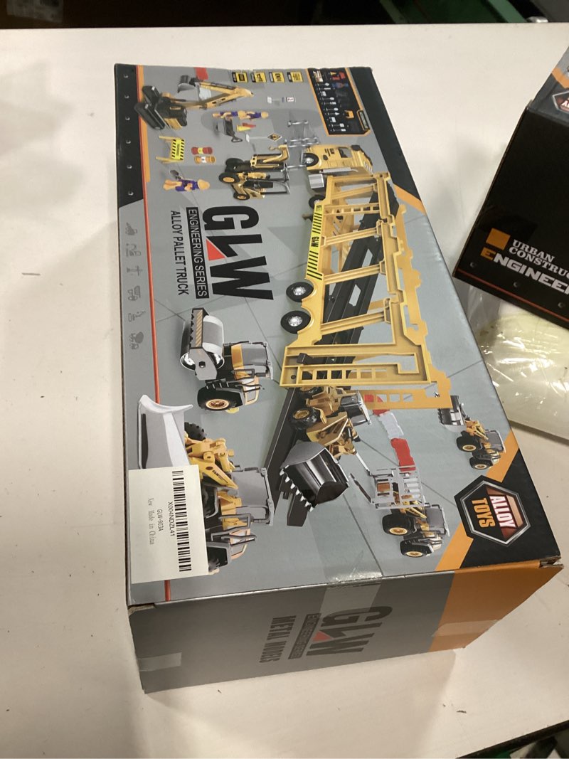 Condition photo showing New/Like New for Construction Carrier Trucks with 16 Mini Car Toy Set – Alloy Inertia Driving 1:40 Simulation Model Vehicle Toys, Scranes, 16 Mini Car Carrier Truck