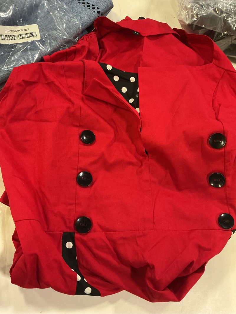 Condition photo showing As Is for Women Vintage Polka Dot 1950s Rockabilly Halter Audrey Dress Retro Floral Evening Cocktail Swing Dress X-Large 02#red