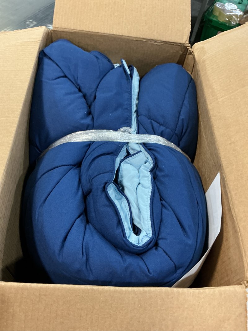 Condition photo showing As Is for Bare Home Full Comforter - Reversible Colors - Goose Down Alternative - Ultra-Soft - Premium 1800 Series - All Season Warmth - Bedding Comforter (Full, Dark Blue/Light Blue) Full 10 - Dark Blue/Light Blue
