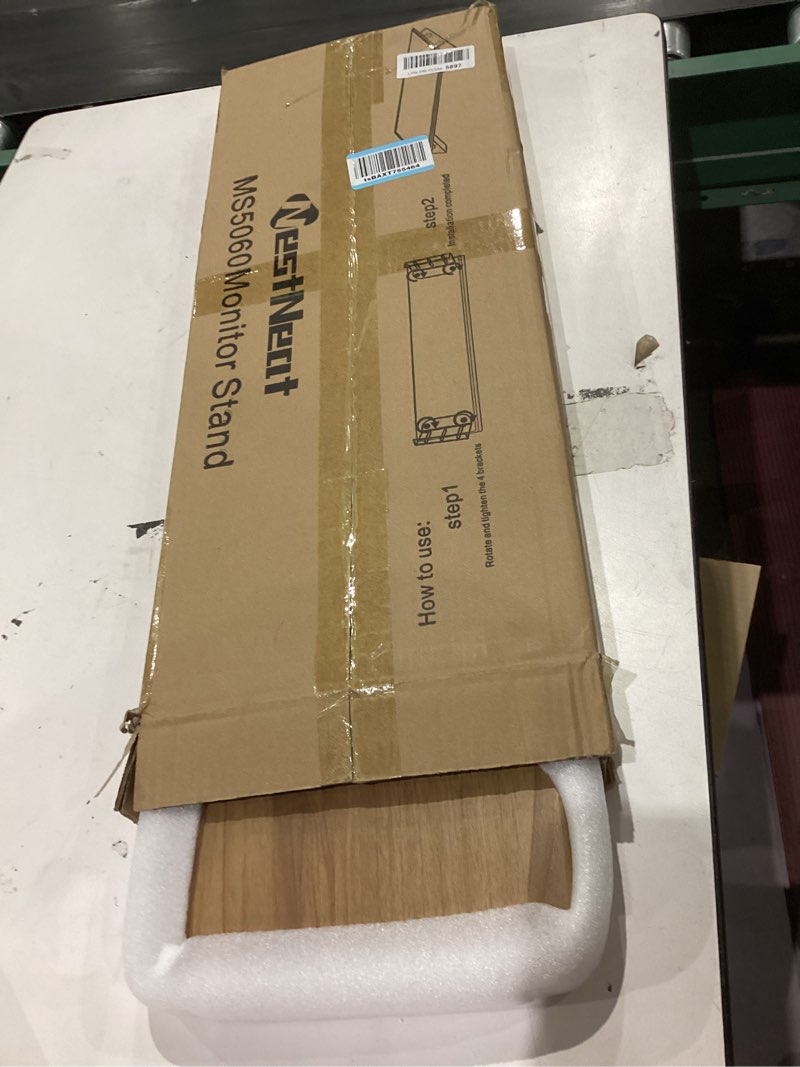 Condition photo showing Good Condition for Monitor Stand Riser, 24 Inch Computer Monitor Stand for Desk, 2-Tier Wood Desk Shelf Organizer with Storage, Desktop Stand for Laptop/Screen/PC/Printer, Ergonomic Home Office Monitor Stand Black Walnut 23.6in