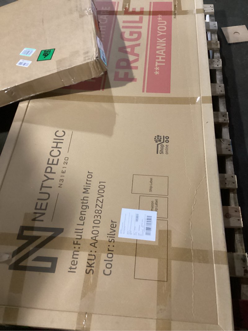 Condition photo showing Good Condition for self Full Length Floor Mirror 71"x32" Large Rectangle Wall Mirror Standing Hanging or Leaning Against Wall for Bedroom, Dressing and Wall-Mounted Thin Frame Mirror - Silver Silver 71"L x 32"W