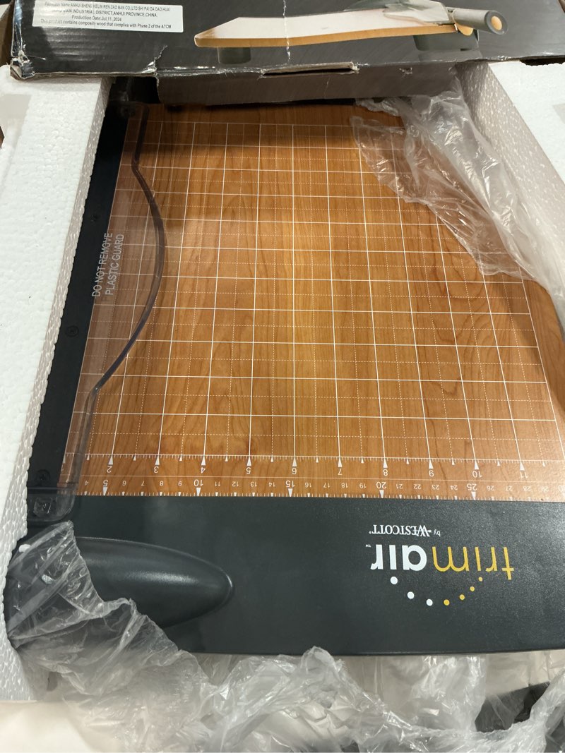 Condition photo showing Good Condition for westcott 12'' trimair wood guillotine paper cutter & paper trimmer, 30 sheet (15106) 12-inch