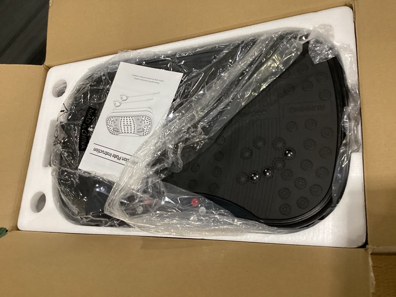 Condition photo showing As Is for kingburn vibration plate exercise machine - 1-99 speed levels, 10 workout modes with bluetooth & resistance bands, whole body fat shaker for weight loss, home office gym equipment black