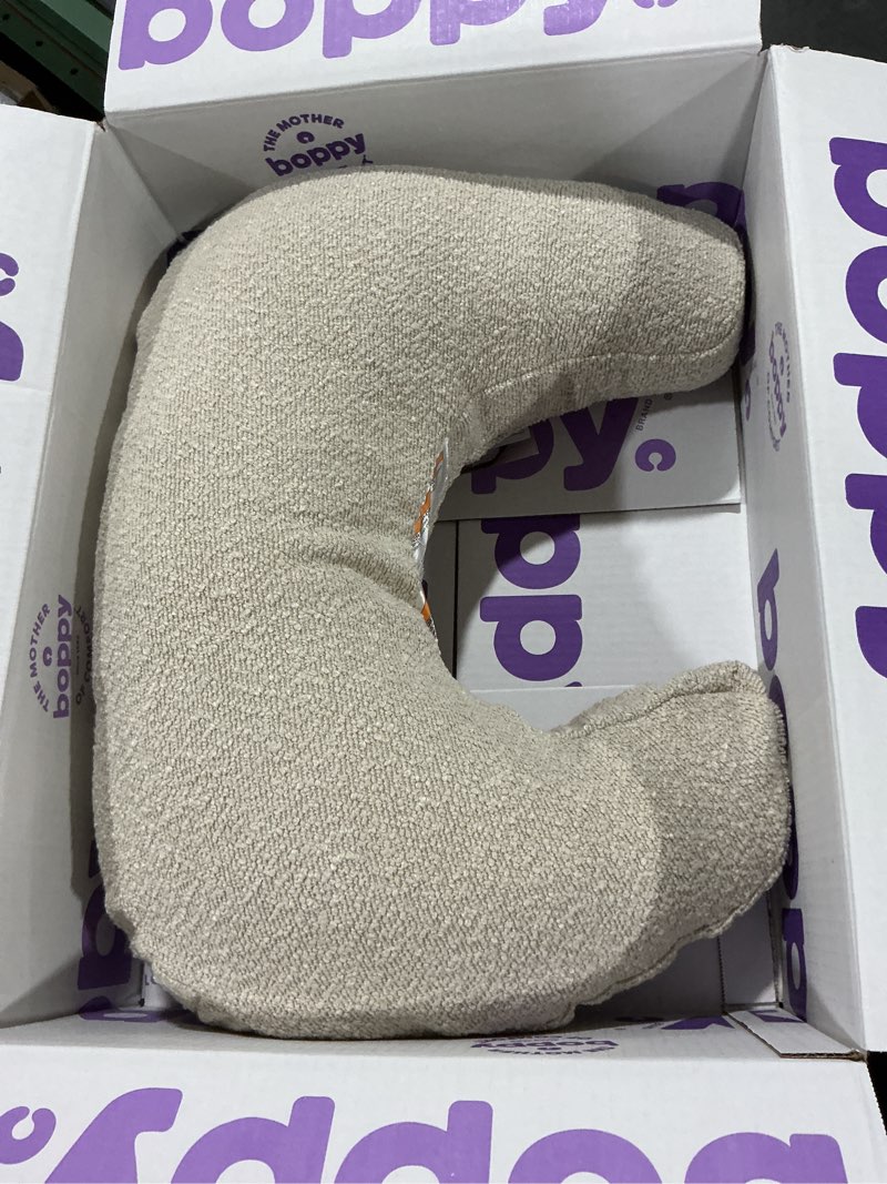 Condition photo showing Good Condition for boppy nursing pillow with luxe fabric cover, oatmeal boucle, larger, more supportive pillow for breastfeeding and bottle feeding; firmer and higher than original, w/premium cover; jpma certified