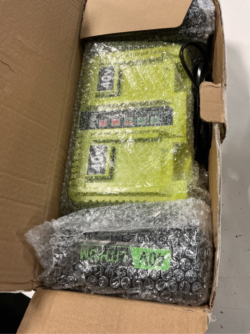 Condition photo showing Good Condition for 2pack 6.5ah replacement for ryobi 40v battery and charger kit for 40 volts lithium-ion battery op4026 op4040 op40401 op40601 with dual port ryobi 40v charger op401