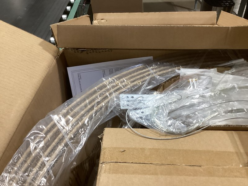 Condition photo showing New/Like New for 30” Fabric Rattan Chandelier Boho Hand Woven Coastal Pendant Light Adjustable Drum Large Pendant Lighting Fixtures for Dining Room Living Room Kitchen Hallway, Off-White, UL Listed