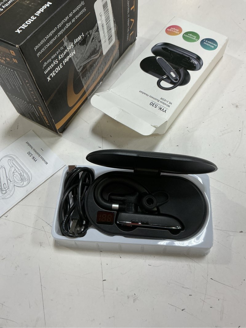 Condition photo showing New/Like New for bluetooth headset single ear business earbuds, bluetooth 6.1 wireless headphones with mic,earbuds with 800mah charging case,100h standby time bluetooth earpiece,earphones for work,trucker,office black