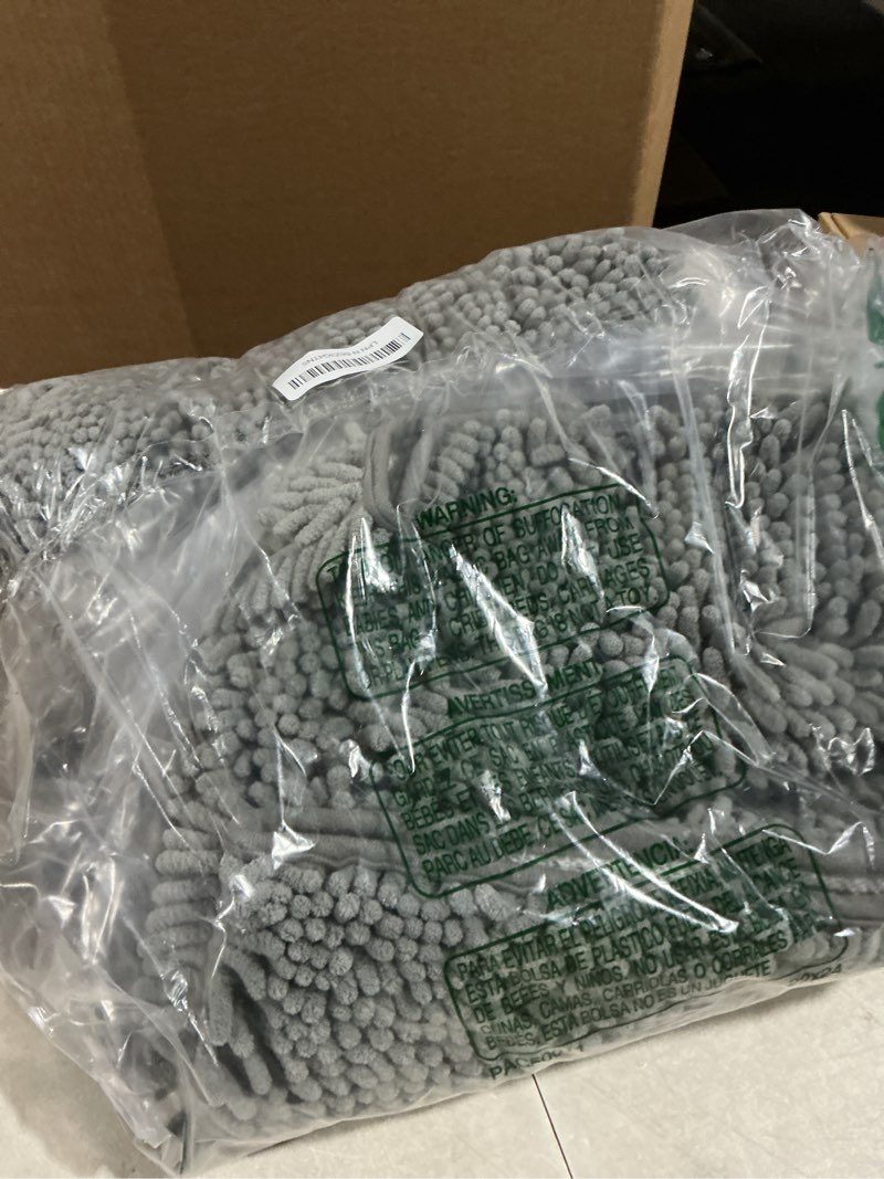 Condition photo showing As Is for OLANLY Bathroom Rugs 36x24, Extra Soft Absorbent Chenille Bath Rugs, Rubber Backing Quick Dry, Machine Washable Bath Mats for Bathroom Floor, Tub and Shower, Home Decor Accessories, Grey 36" x 24" Grey