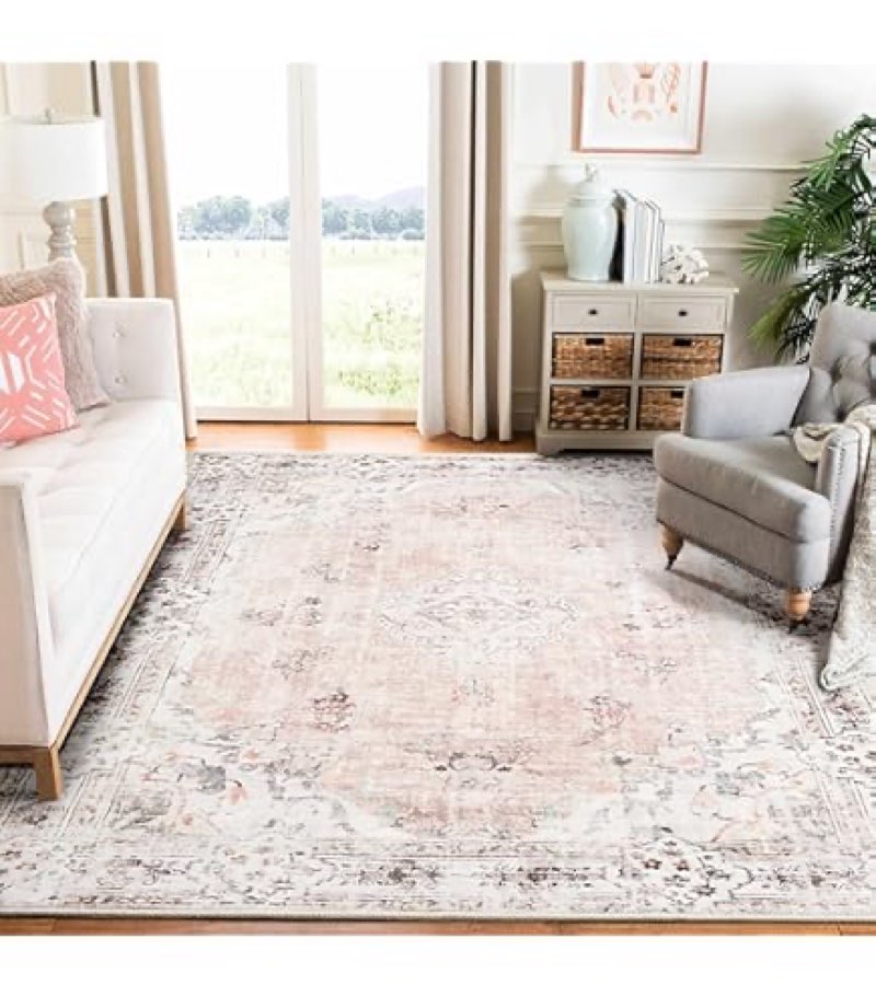 RELEANY Area Rugs 2'x5' Washable Non-Slip, Floral Vintage Distress Print Pattern Medallion Carpet fo