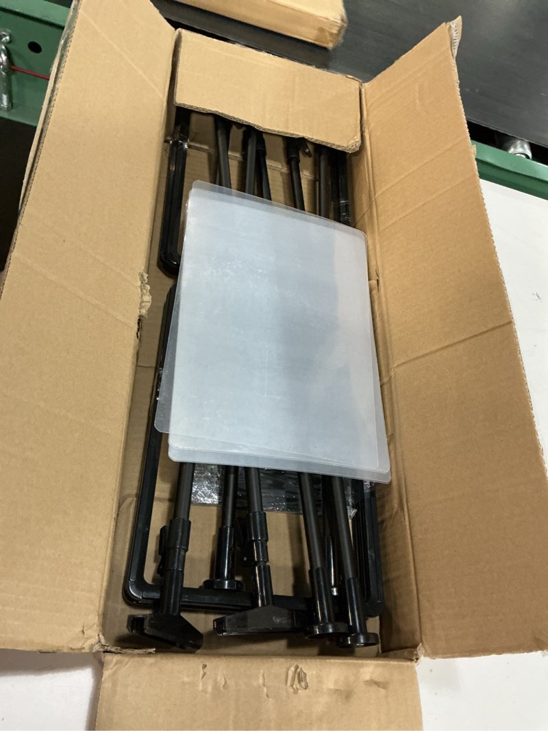 Condition photo showing Good Condition for jutom 6 pack adjustable pedestal stand holder 8.5 x 11 inch heavy duty aluminum sign holder vertical and horizontal sign poster stands floor standing display for advertisement menu display(black)