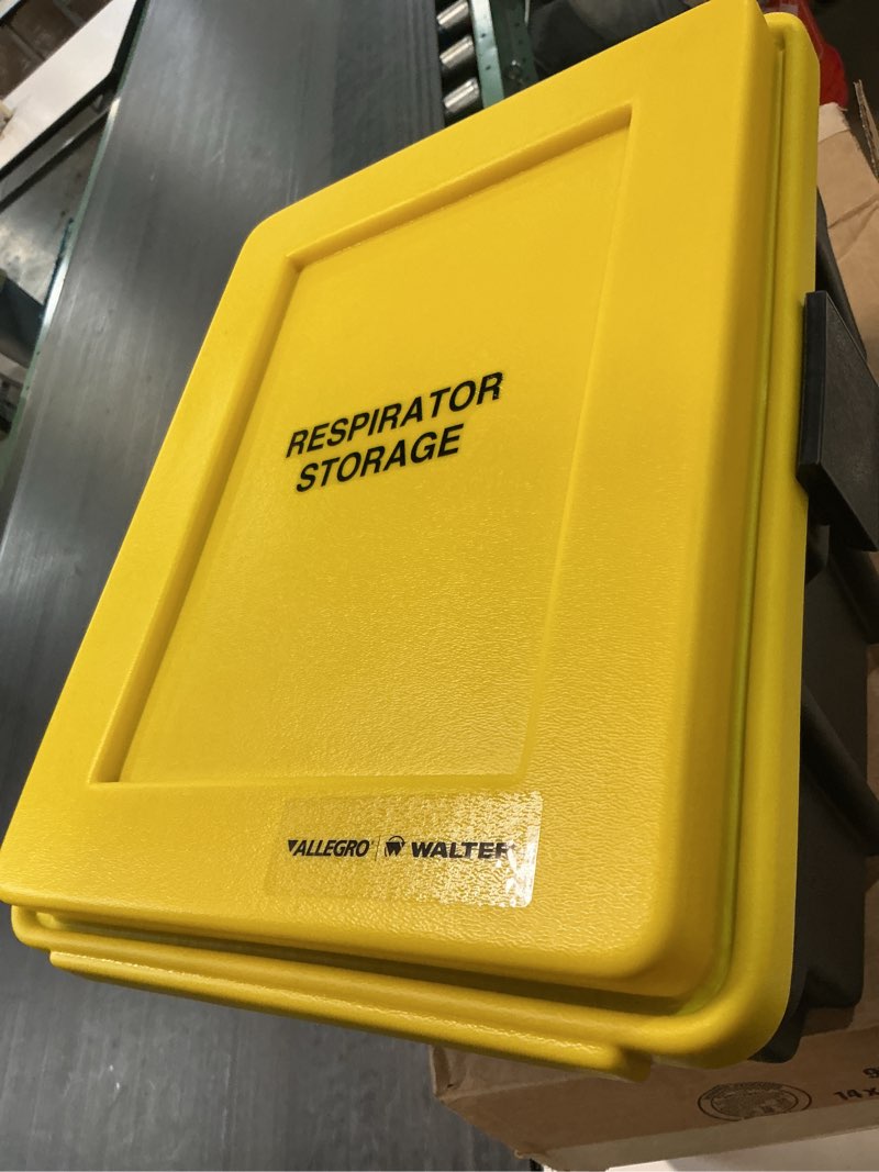 Condition photo showing New/Like New for allegro industries 4400 respirator storage case, 14" x 9.5" x 18", yellow
