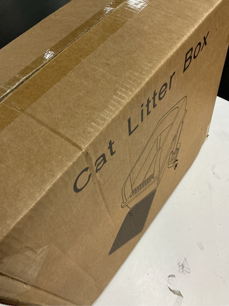 Condition photo showing Good Condition for Stainless Steel Cat Litter Box with Lid, 20" L x 14.2" W x11.8 H, Large Cat Litter Box for Multiple Cats with High Sided, No-Leak & Stick, Easy to Clean, Includes Litter Mat & Multi Functional Scoop