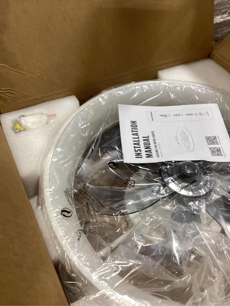 Condition photo showing Good Condition for Ceiling Fans with Lights and Remote, 20'' Low Profile Flush Mount, 6 Wind Speeds, Modern Dimmable LED Ceiling Fan, Smart Ceiling Fan for Bedroom, Kids Room (White) White-Y1095 20"