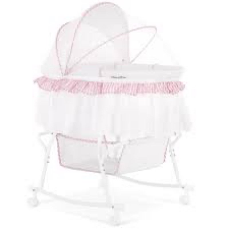 Dream On Me Lacy Portable 2 in 1 Bassinet & Cradle – Lightweight Baby Bed with Rocking Feature, Cano